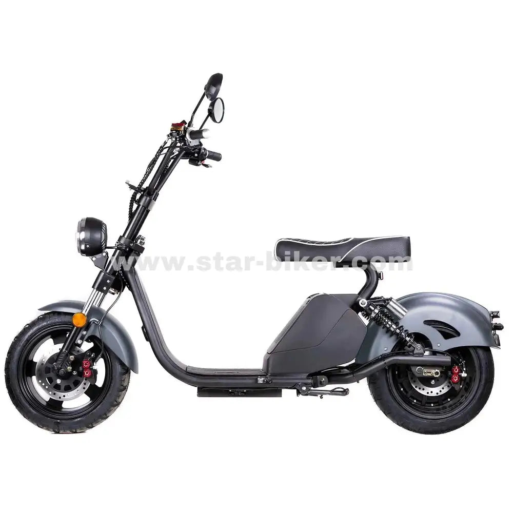 Seitenansicht Star-Biker Cruiser 3.0s Nardo Grau – moderner Elektro-Chopper für zwei Personen