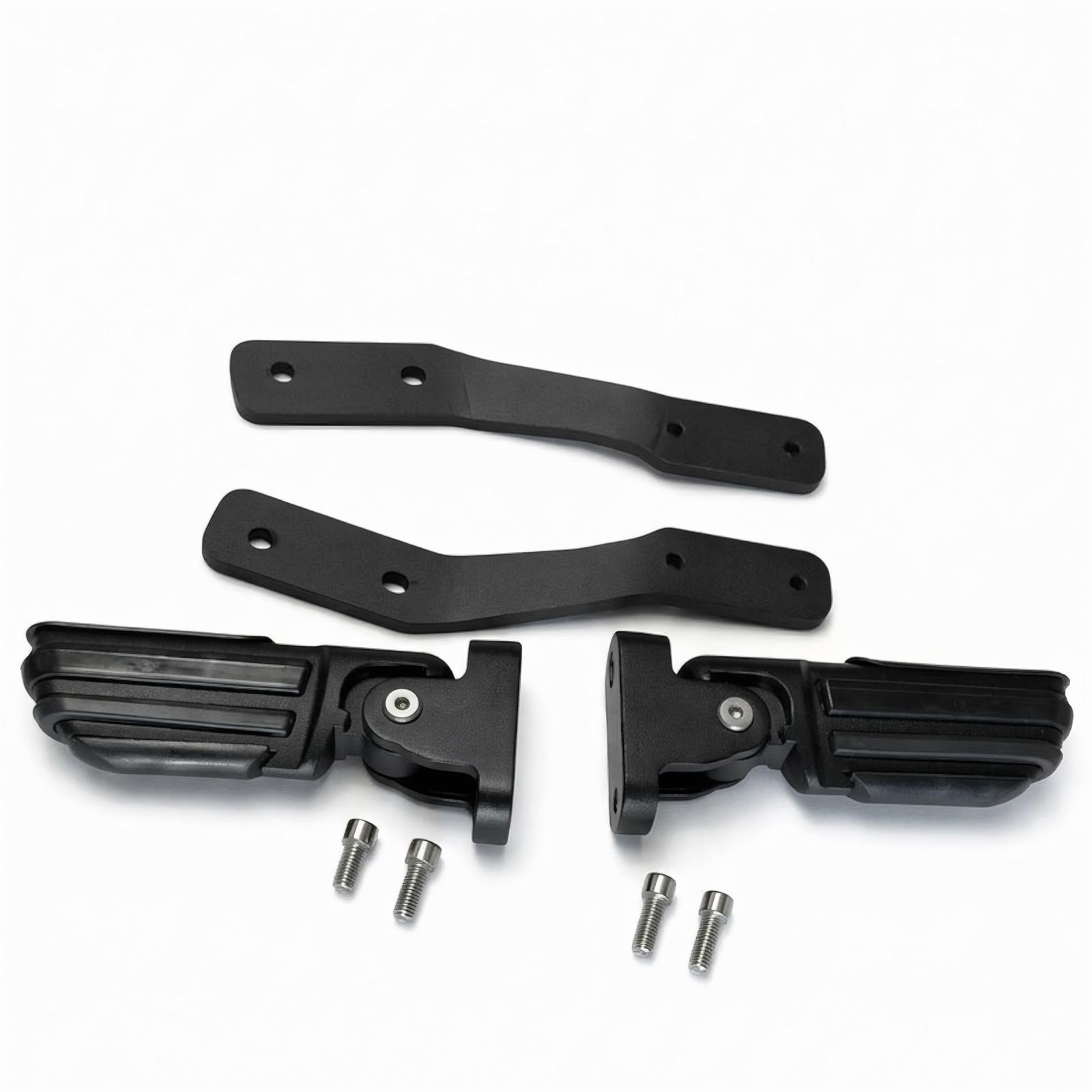 Detailansicht E-Chopper Fußstützen mit Verlängerung stabil rutschfest schwarz für Mangisteen und Star-Biker oder Futura X9