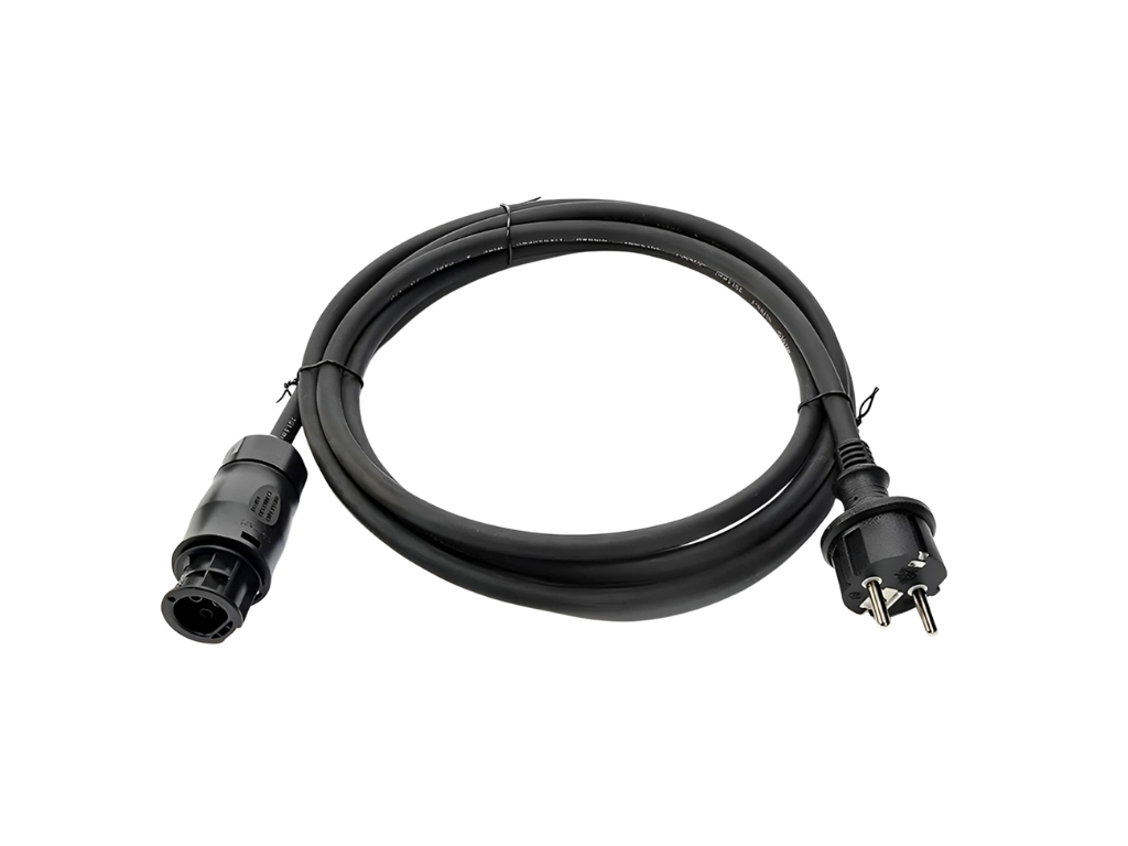 7 Meter langes AC-Anschlusskabel mit Schuko-Stecker für Balkonkraftwerk, ermöglicht Plug-&-Play-Einspeisung in die Steckdose.