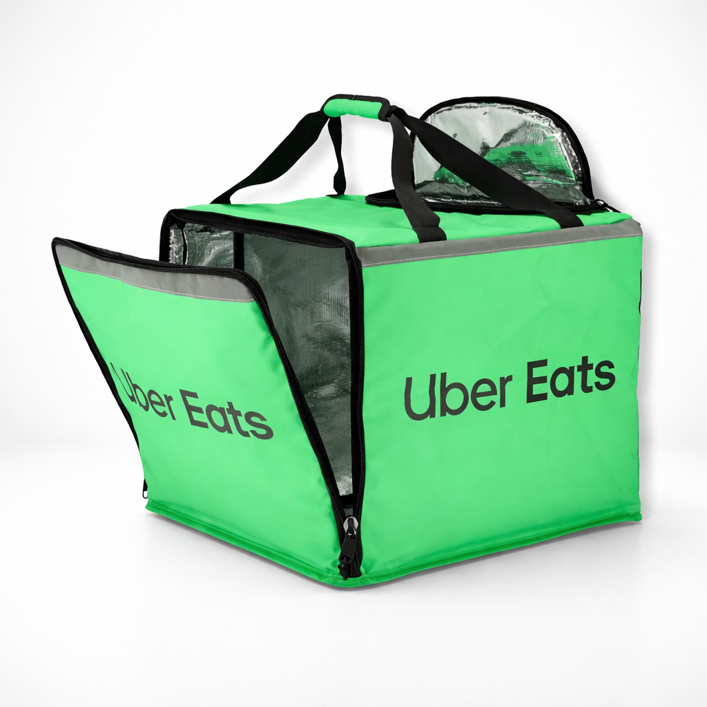 Grosse Uber Eats Liefertragetasche mit isoliertem Innenraum und stabilen Tragegriffen für professionelle Lieferfahrer