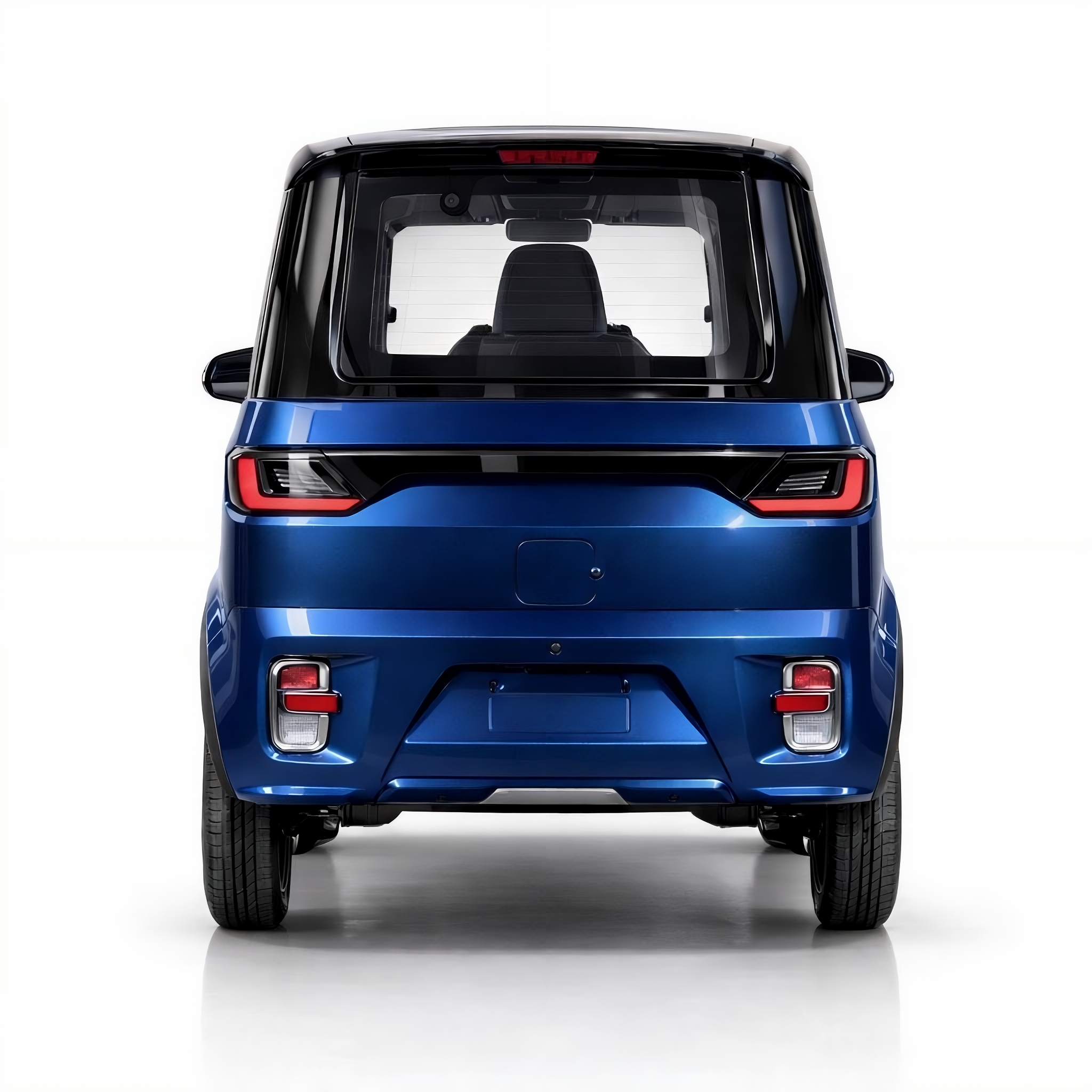 SEVION Kabinenroller elektrisch in Blau – Heckansicht mit LED-Rückleuchten und geschlossener Kabine
