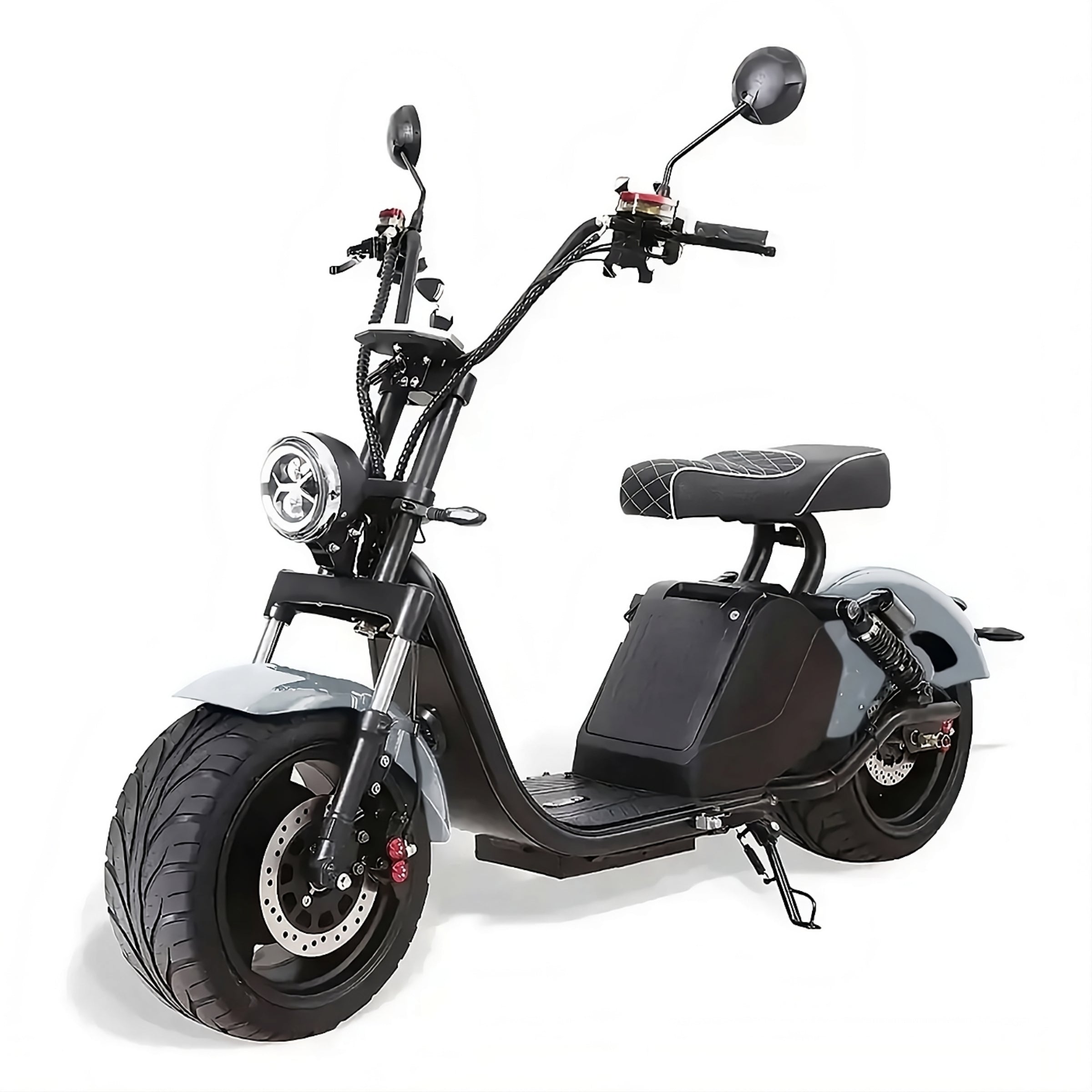 Star-Biker Cruiser 3.0s Nardo Grau – E-Roller vorne schräg mit markantem Chopper-Stil und Voll-LED