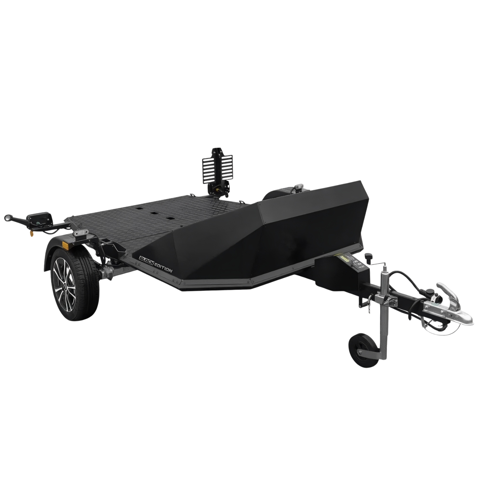 Motorradanhänger MT-2 Black Edition geschlossene Seitenansicht robustes Design für sicheren Fahrzeugtransport