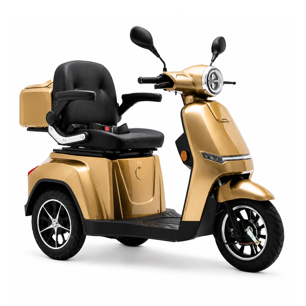 SEVION Elektromobil Vita 20 Li in Gold – dreirädriges Seniorenmobil mit Drehsitz und Topcase