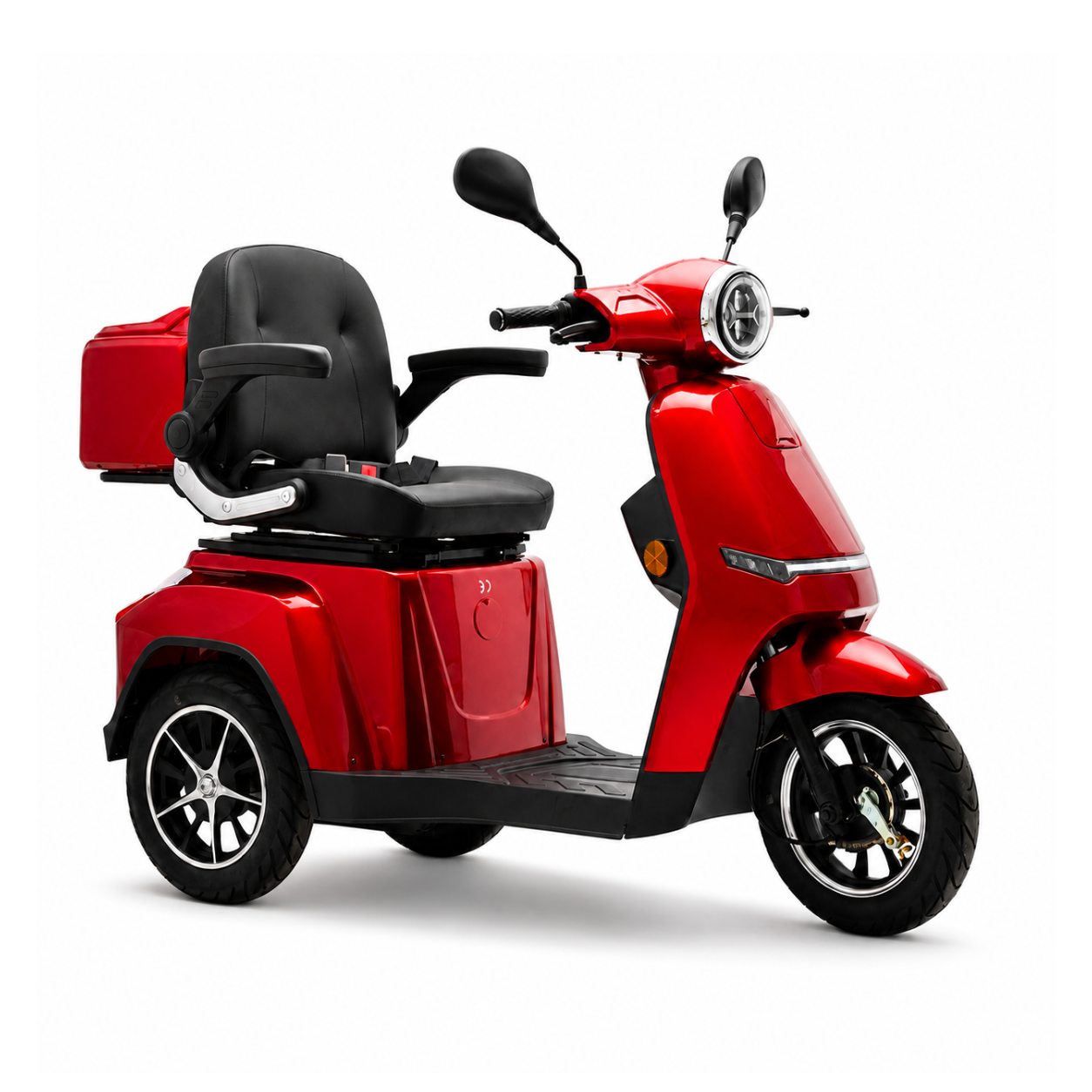 SEVION Elektromobil Vita 20 Li in Rot – dreirädriges Seniorenmobil mit Drehsitz und Topcase