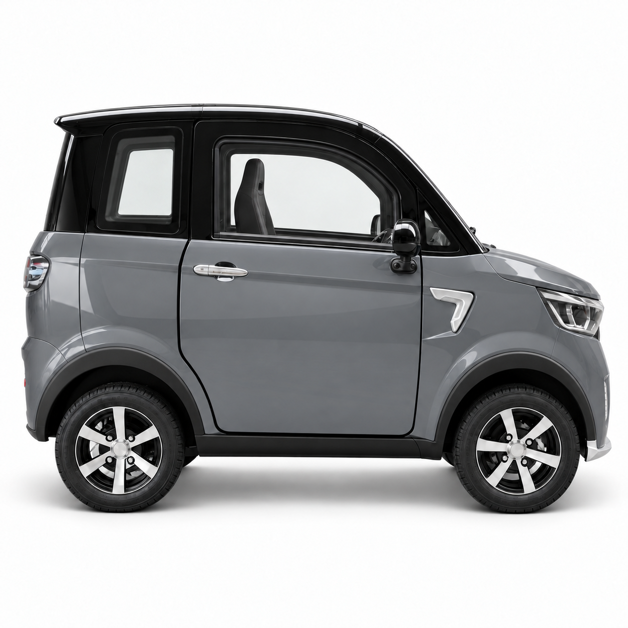SEVION SK4 Elektro-Kabinenroller mit Lenkerstange in Graphite Silver – Seitenansicht