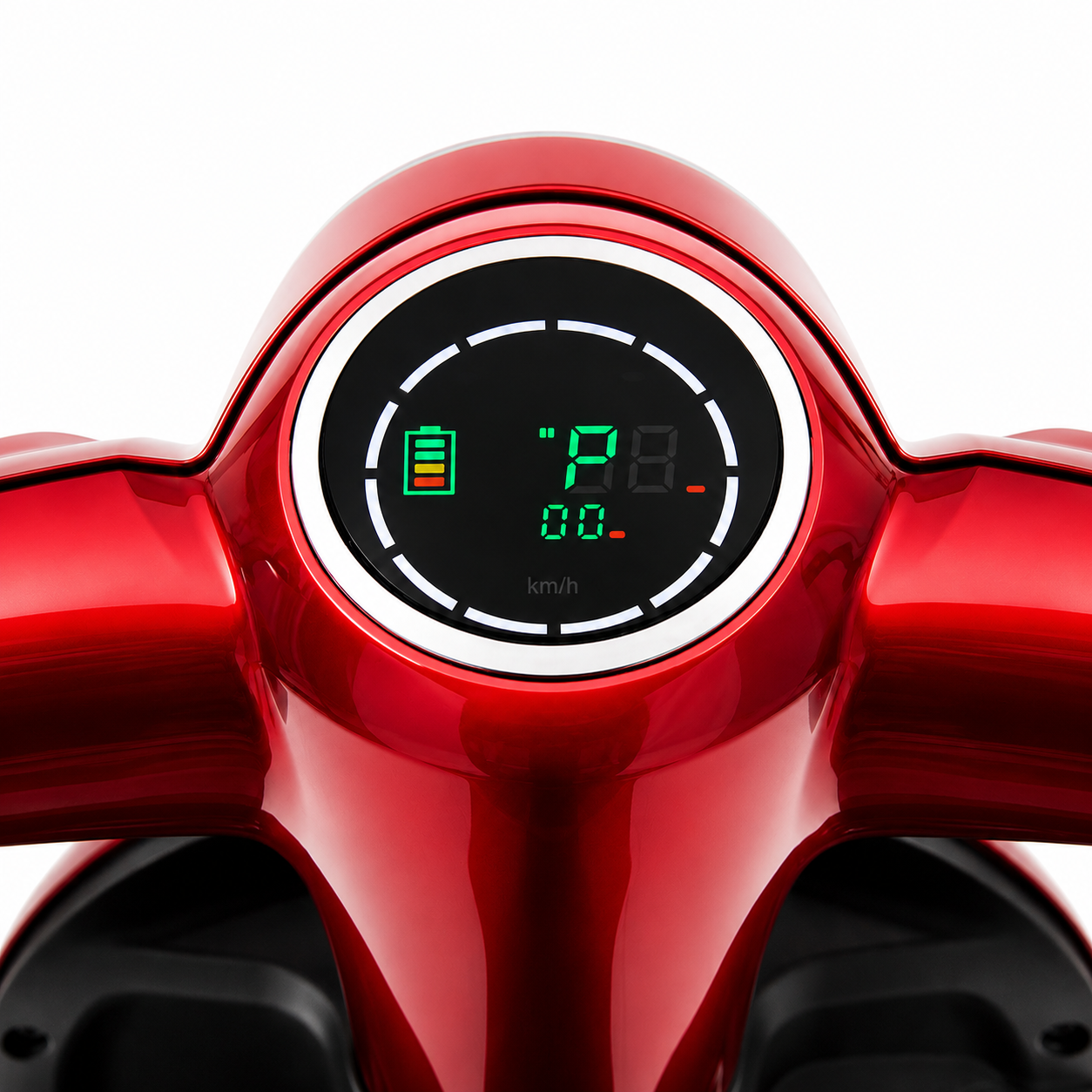 Rundes Display des SEVION Vita 20 Li mit Akkustandsanzeige und
Geschwindigkeit in km/h