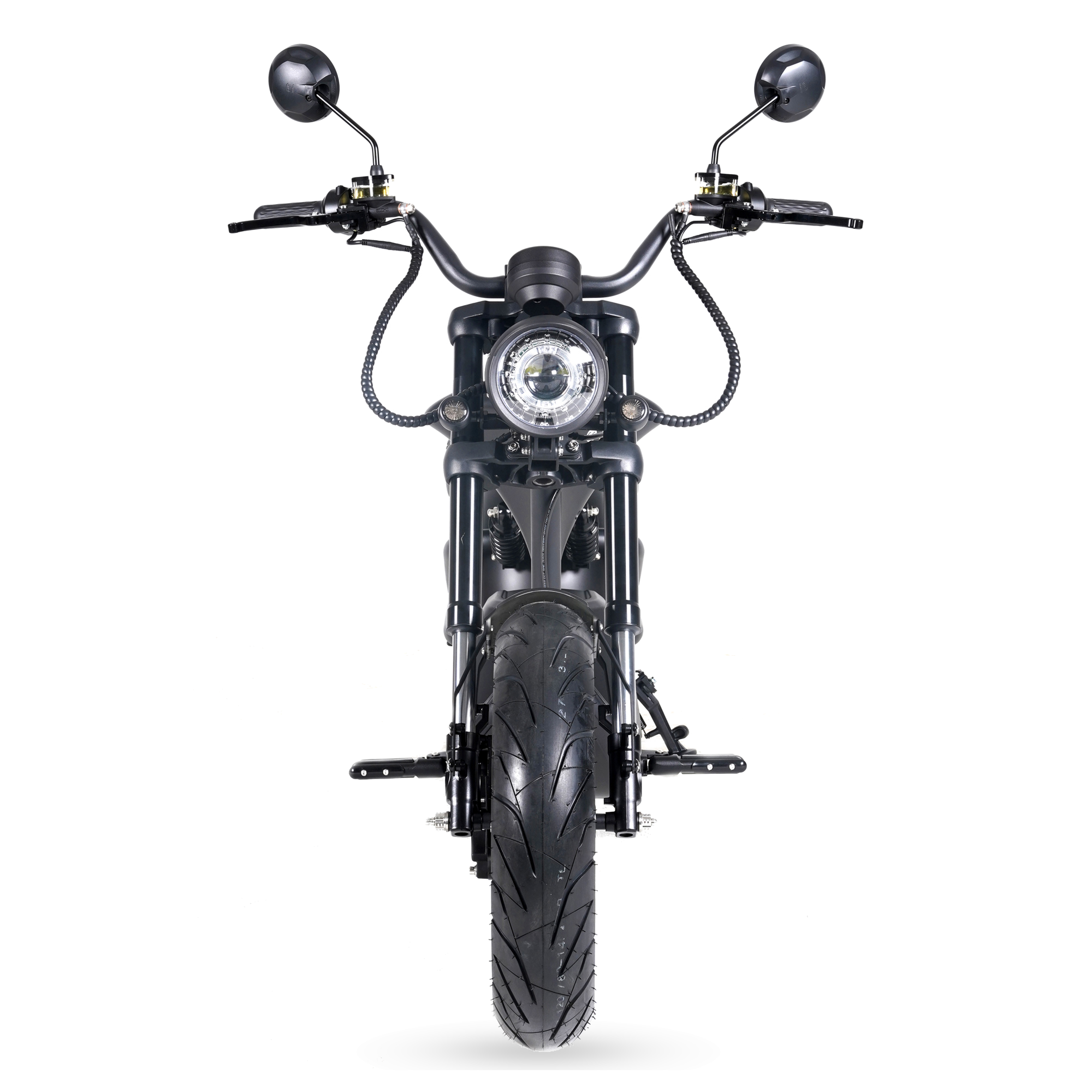 Star-Biker Chopper M1PS Knight 85 km/h in Mattschwarz, Dreiviertelansicht von hinten links