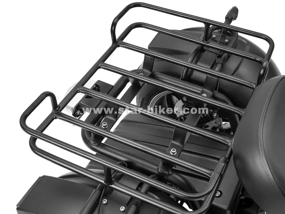 Gepäcksystem mit Topcase und Gepäckträger am hinteren Teil des Trike 3.0