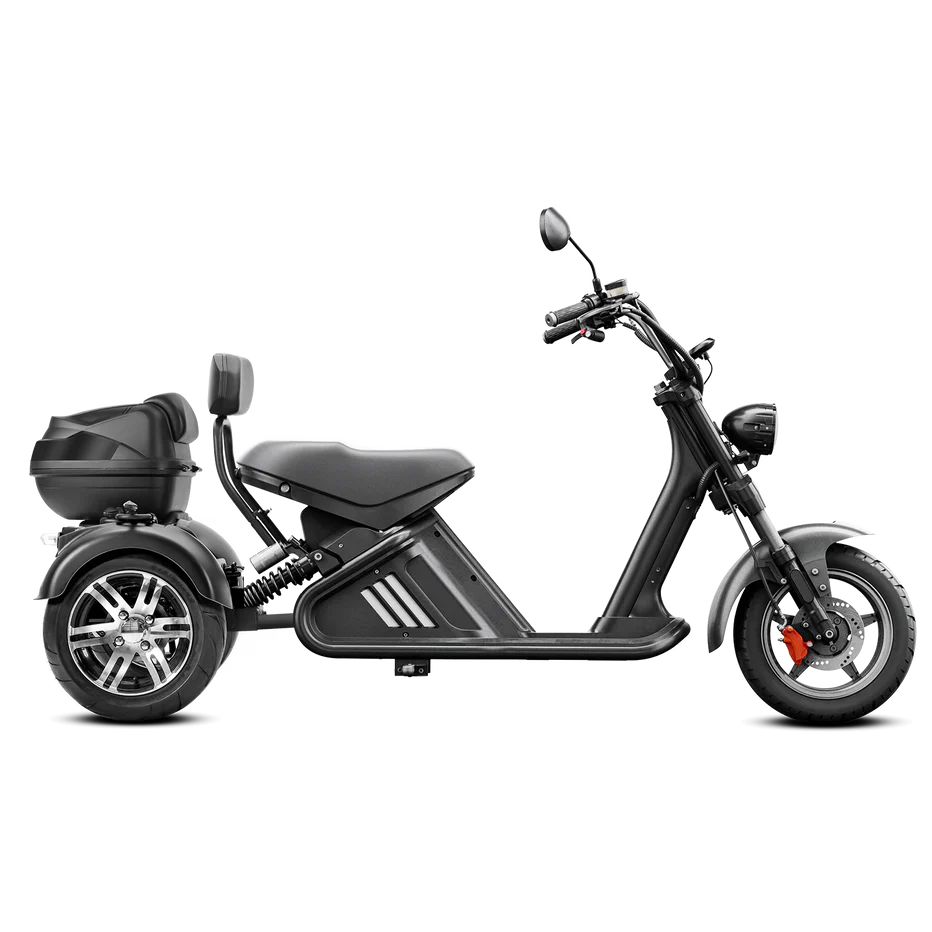 Star-Biker Trike 3.0 Seitenansicht – dreirädriger E-Roller mit 3 kWh Energieaufnahme, 60V Lithium-Ionen-Akku und komfortabler Sitzbank