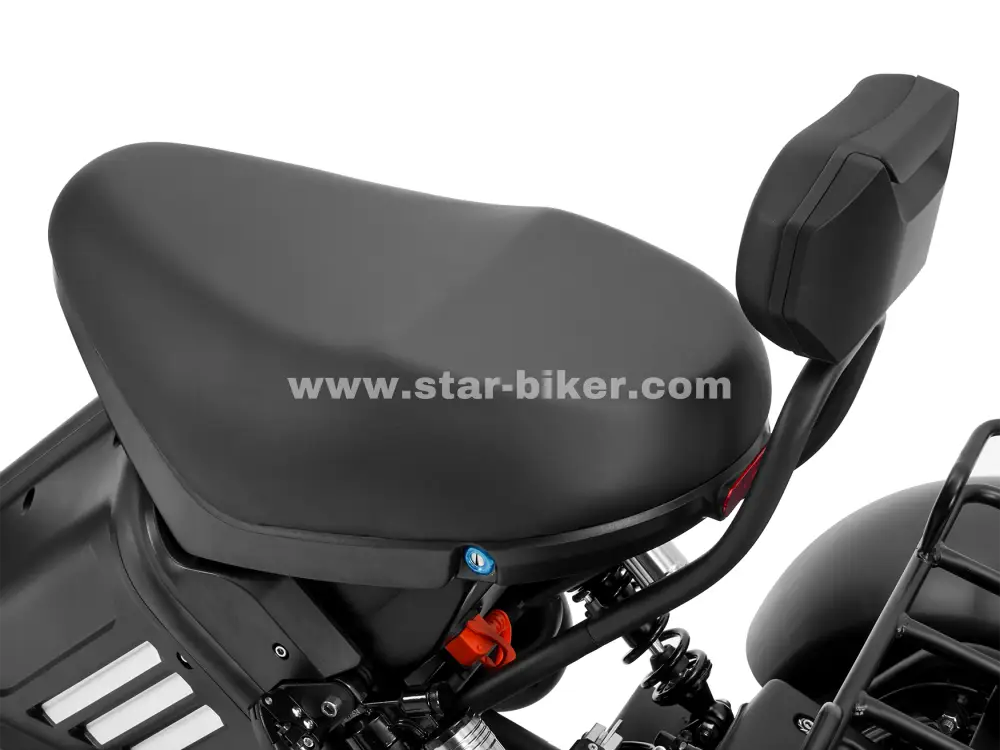Breite Sitzbank mit integrierter Rückenlehne am Star-Biker Trike 3.0 für zwei Personen
