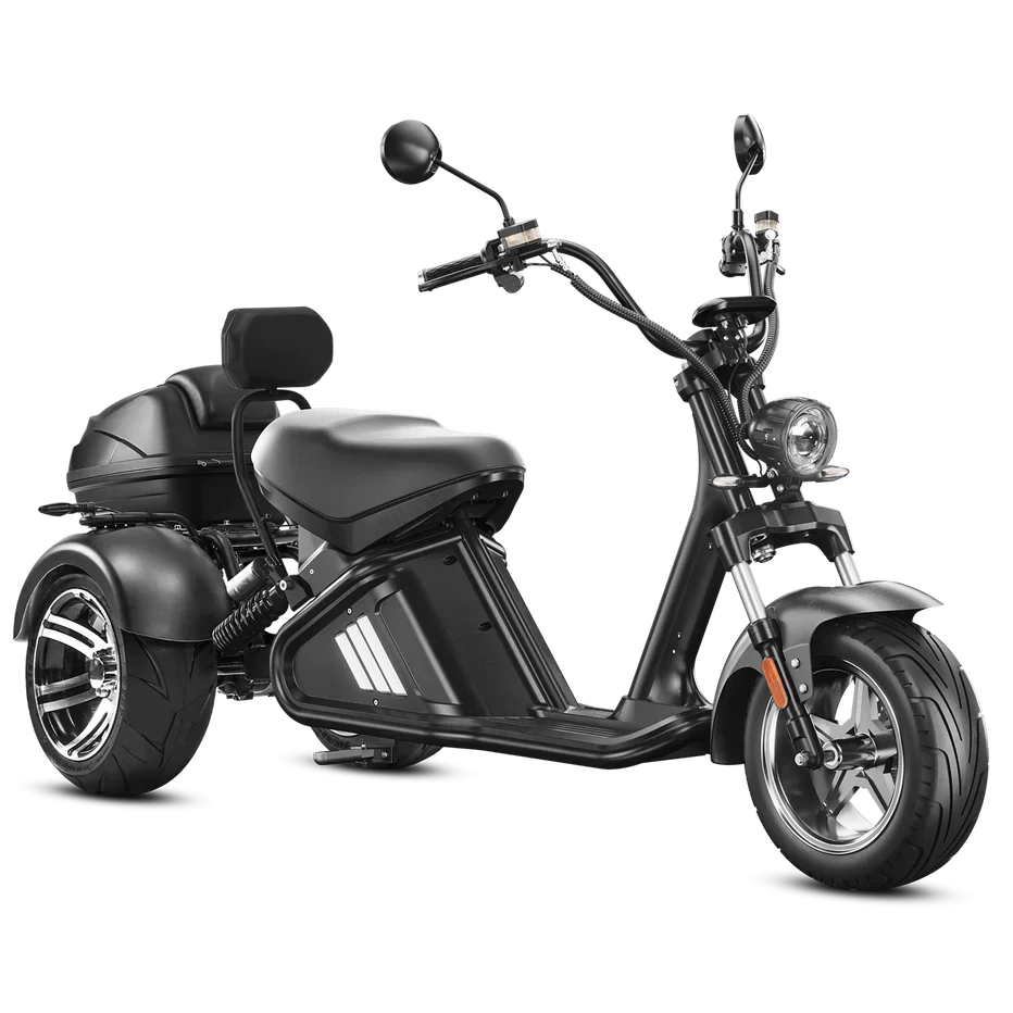 Star-Biker Trike 3.0 von vorne – elektrisches Dreirad mit LED-Beleuchtung, hydraulischen Scheibenbremsen und stabilem Stahlrahmen